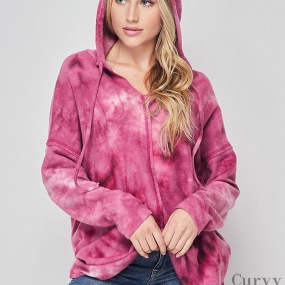 NWOT Honeyme Tie-Dye Drawstring Hoodie - Picture 1 of 9